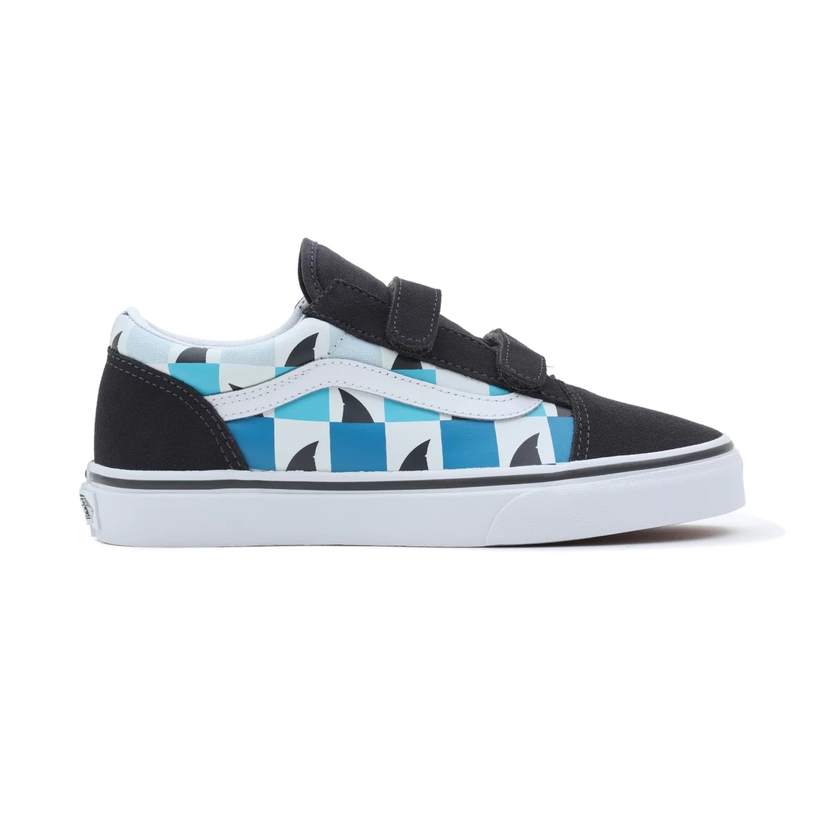 Vans Glow Checkerboard Sharks Old Skool Velcro Negras | VN963K2KC46